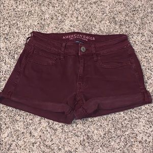 AEO Maroon jean shorts
